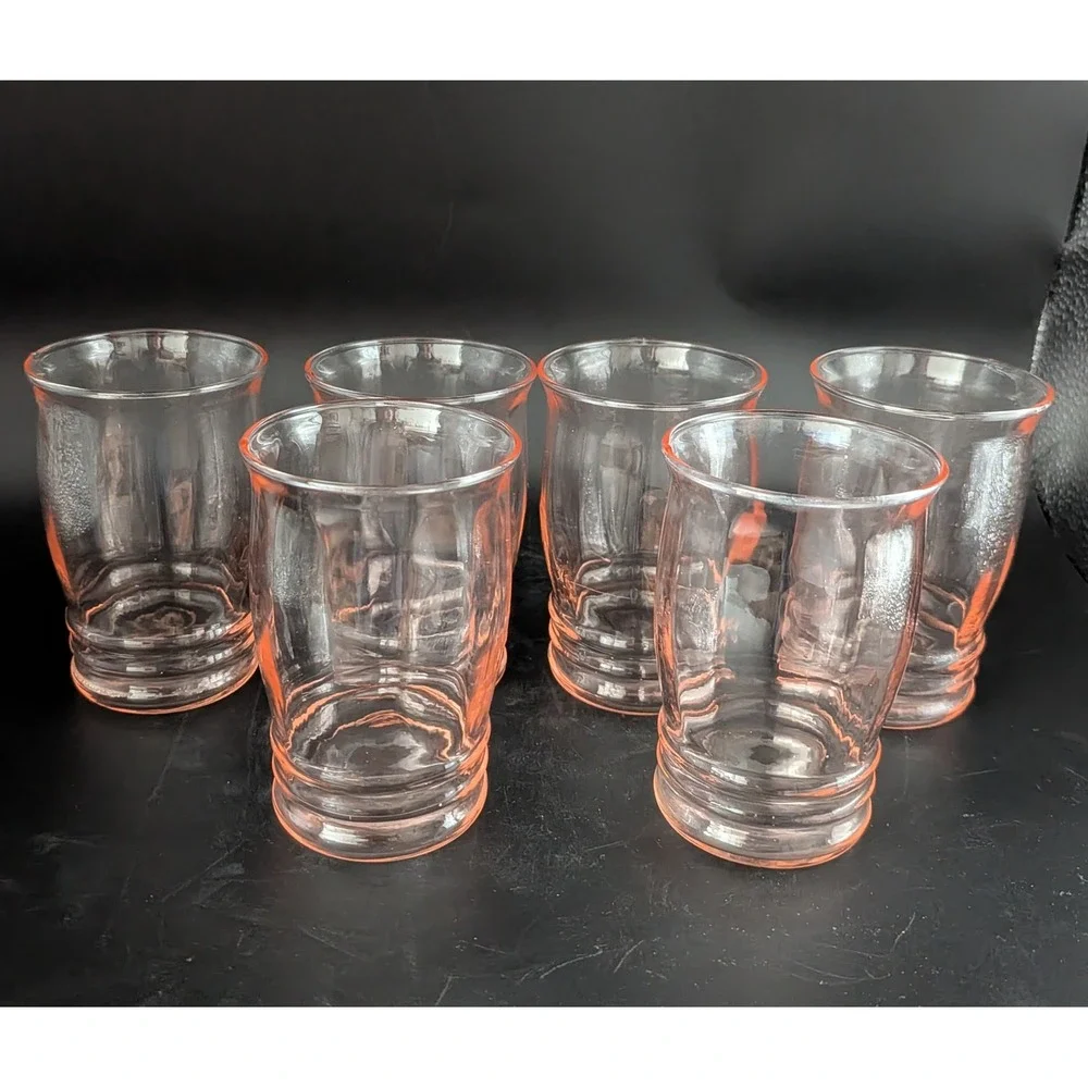 Vintage Macbeth-Evans Pink Depression Juice Glasses Set of 6